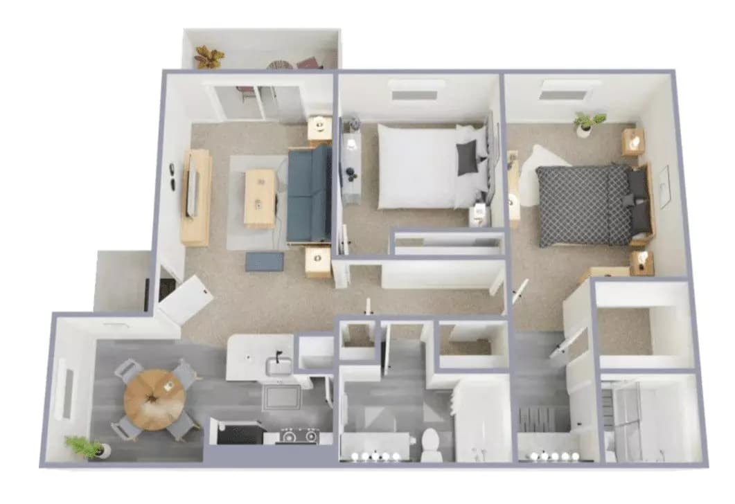 2 Beds • 2 Bath 123 floor plan
