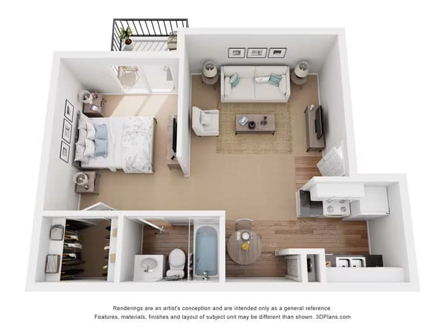 1 Bedroom 511 floor plan