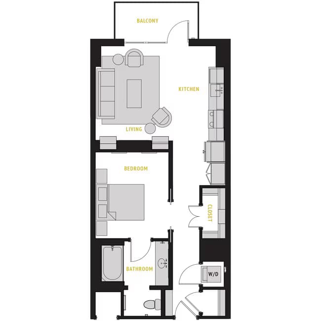 1 Bed • 1 Bath 1610 floor plan