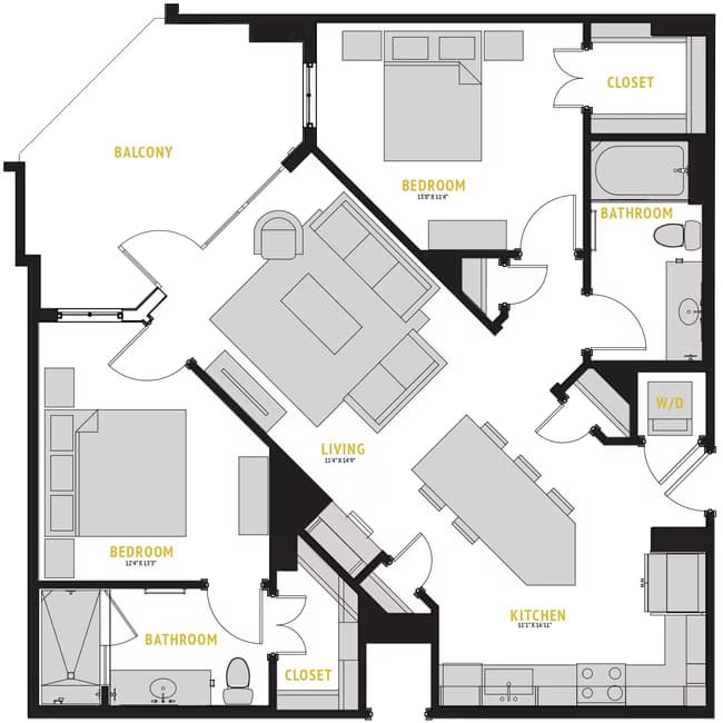 2 Beds • 2 Bath 1511 floor plan