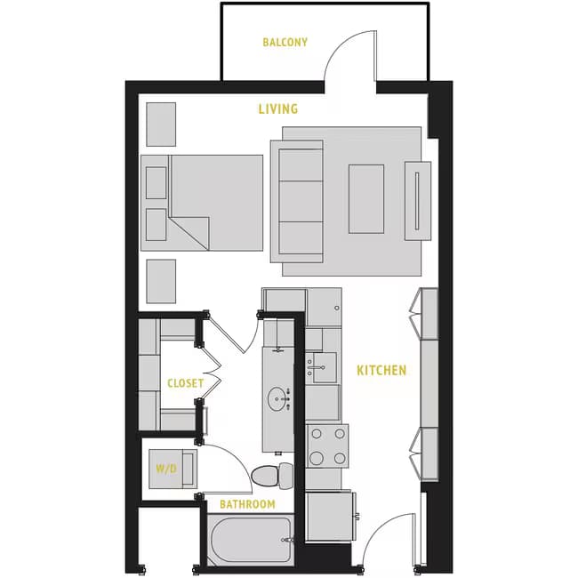 Studio • 1 Bath 0914 floor plan