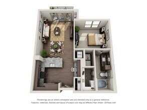 One Bedroom One Bath - A2.2 5101 floor plan