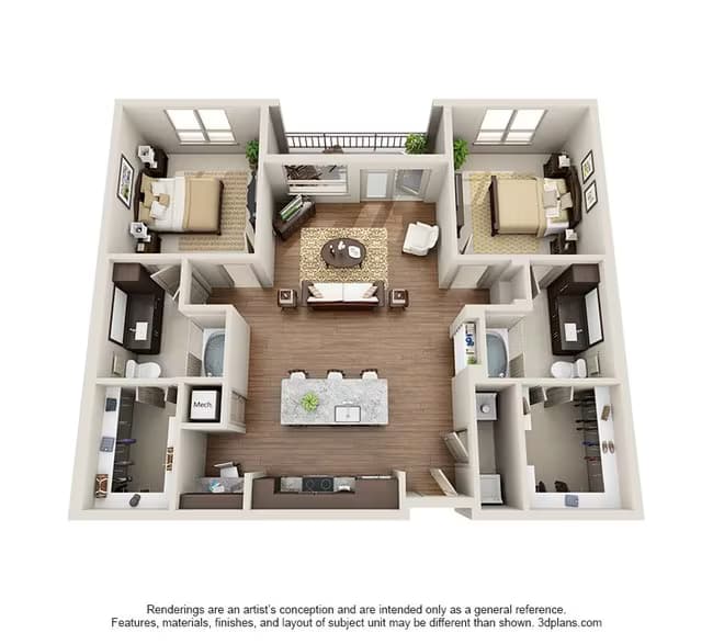 Two Bedroom Two Bath - B1 3112 floor plan