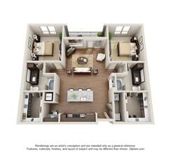 Two Bedroom Two Bath - B1 2165 floor plan