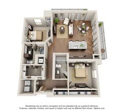 Two Bedroom Two Bath - B3 2157 floor plan