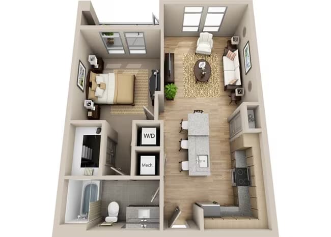 1 Bed • 1 Bath 5310 floor plan