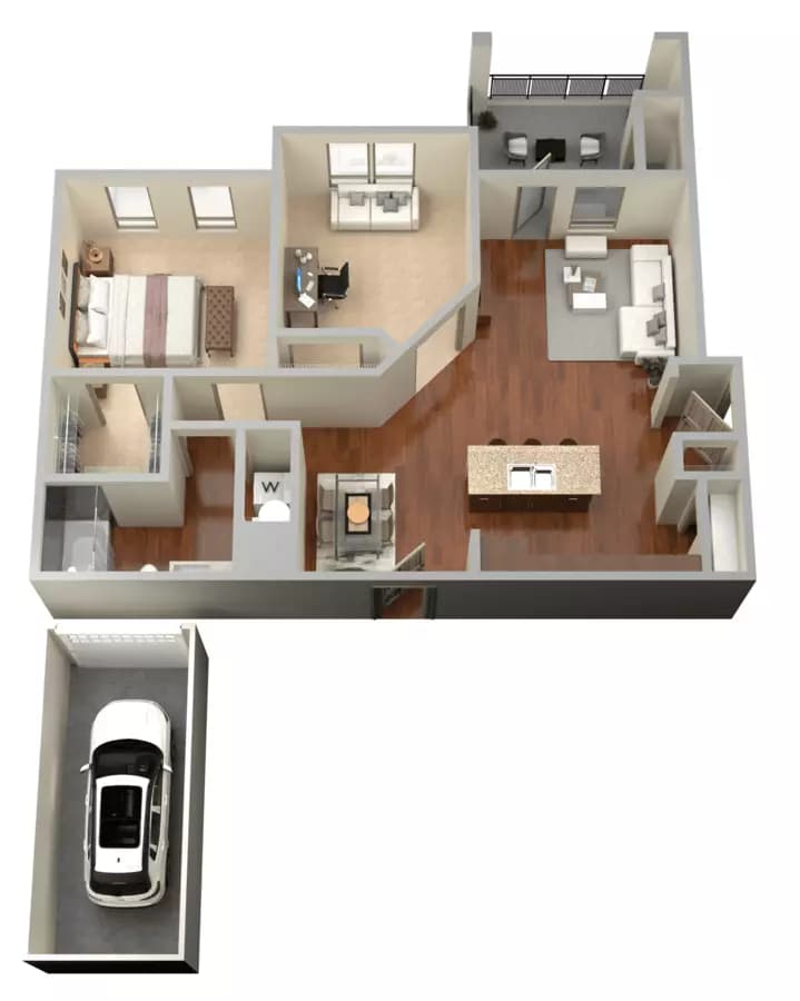 1 bed / 1 bath - A1 1414 floor plan