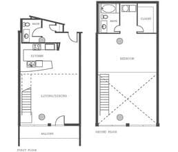 1 Bed 1.5 Bath Penthouse 523 floor plan