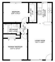 2 bed 1 bath floor plan