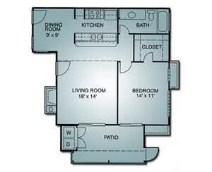 1 Bedroom, 1 Bath 03302 floor plan