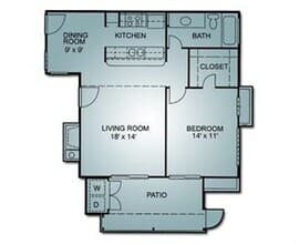 1 Bedroom, 1 Bath 08200 floor plan