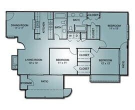 3 Bedroom, 2 Bath 02200 floor plan