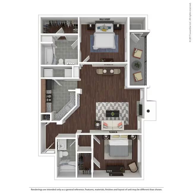 2 Beds • 2 Bath 804 floor plan