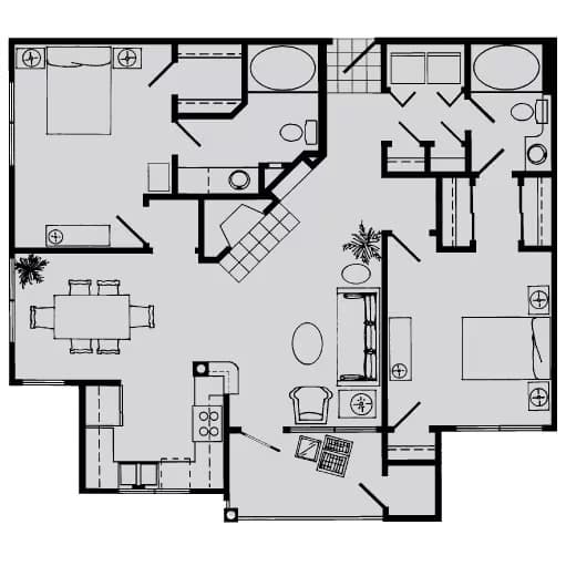 2 Beds • 2 Bath 0811 floor plan