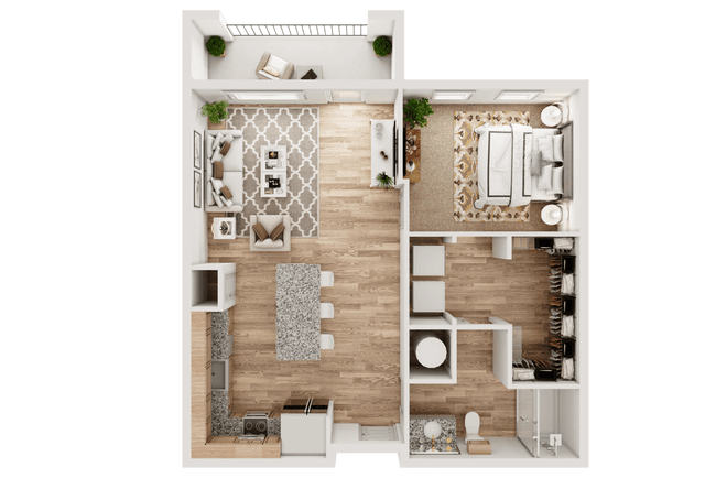 1 Bed • 1 Bath 1130 floor plan