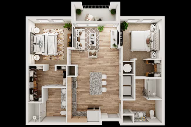 2 Beds • 2 Bath 1317 floor plan