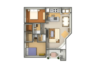 2 Bed, 2 Bath 1626 floor plan
