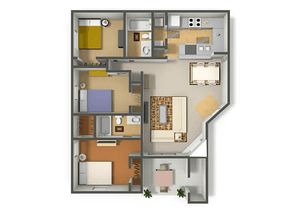 3 Bed, 2 Bath 1321 floor plan