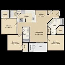 3 Beds • 2 Bath 0735 floor plan