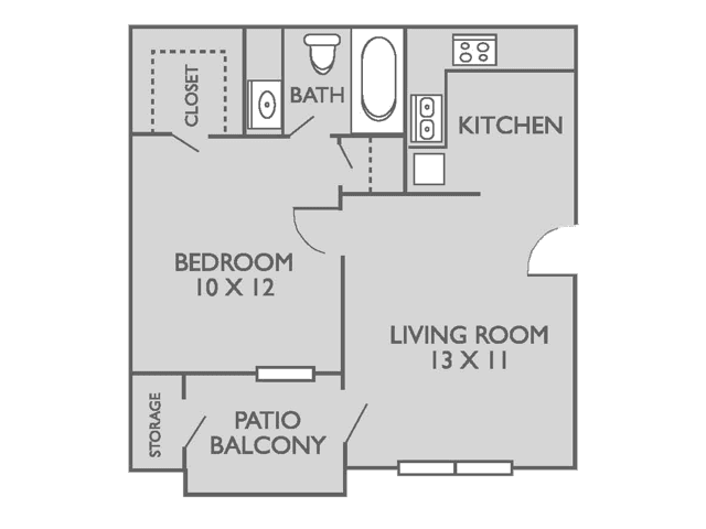 1 Bed, 1 Bath A 1612 floor plan