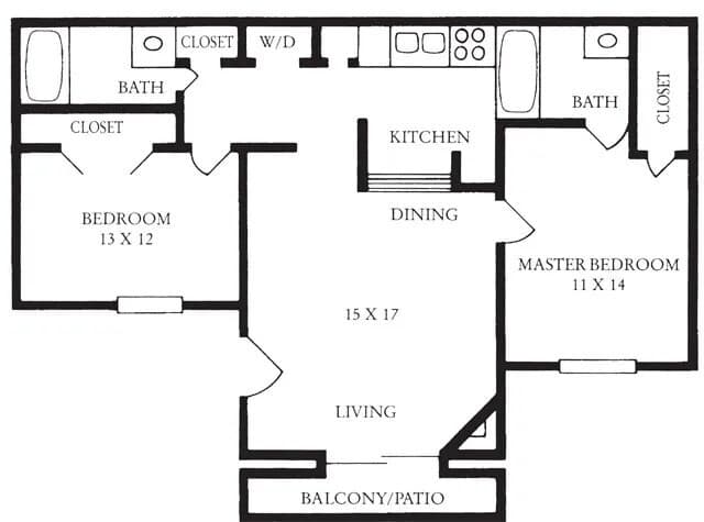 1 Bed • 1 Bath 622 floor plan