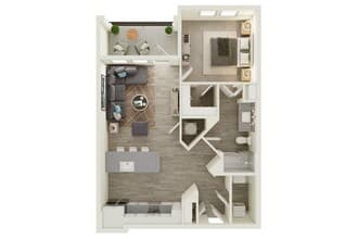 A3 - One Bedroom, One Bathroom 9-312 floor plan
