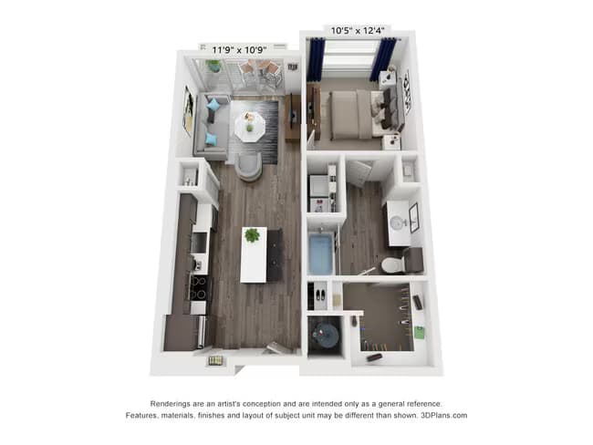 1 Bed • 1 Bath 1211 floor plan