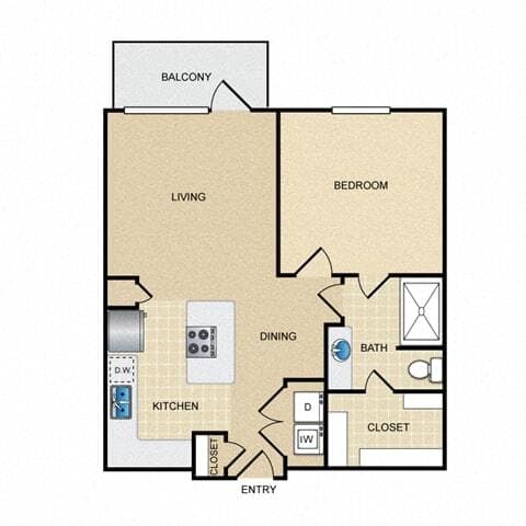 1 Bed • 1 Bath 6302 floor plan