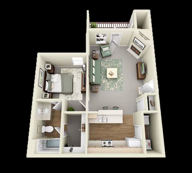 1 Bed • 1 Bath 1527 floor plan