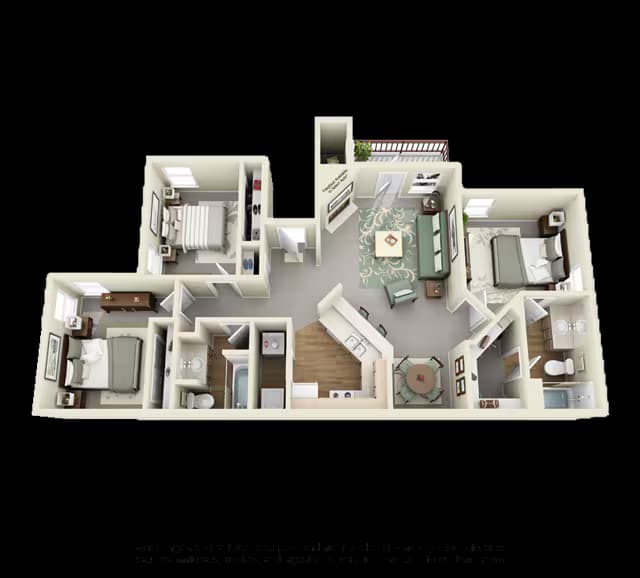 3 Beds • 2 Bath 0322 floor plan
