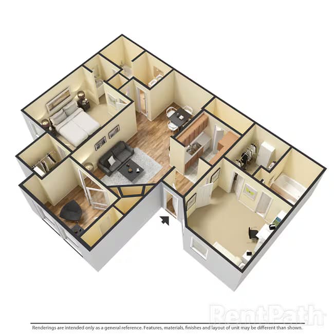 2 Beds • 2 Bath 0433 floor plan