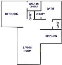 1 Bed 1 Bath 18-2051 floor plan