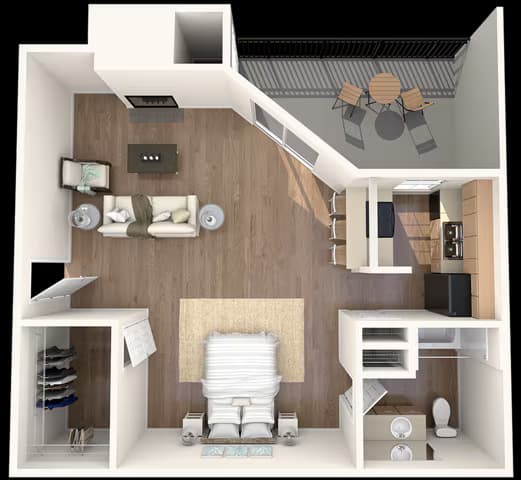Studio • 1 Bath 10-1075 floor plan