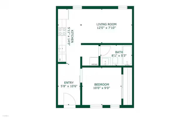 1 Bed • 1 Bath 27 floor plan