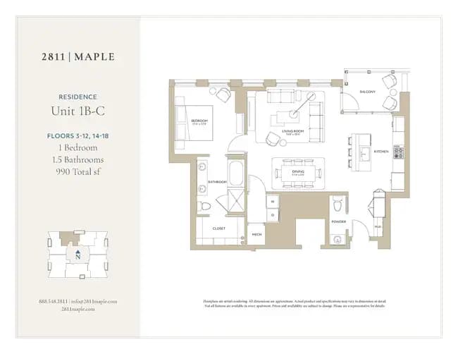 1B-C 303 floor plan