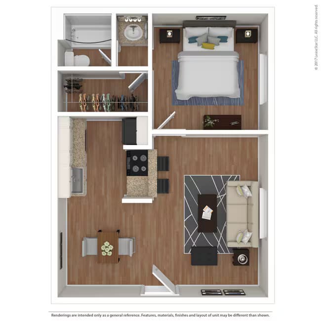 1 Bed • 1 Bath 1-1823 floor plan