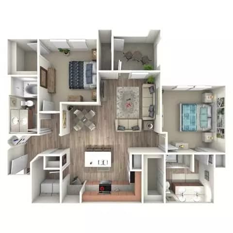 2 Beds • 2 Bath 0-304 floor plan