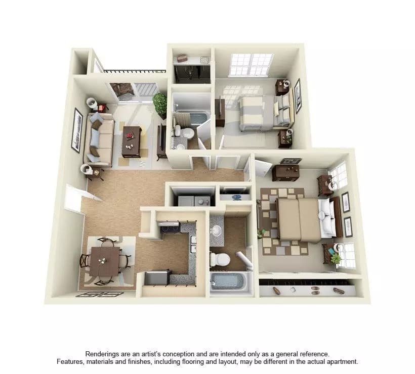 2 Beds • 2 Bath 7210 floor plan
