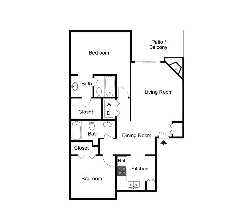 2 Beds • 2 Bath 215 floor plan