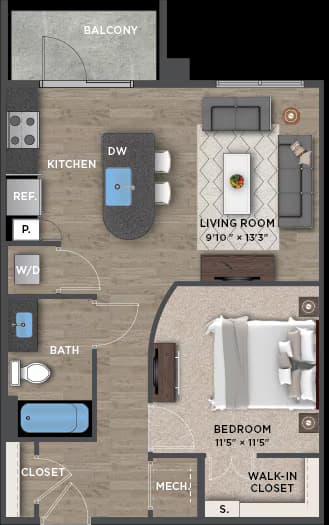 Unit 1-1303* 1-1238* floor plan