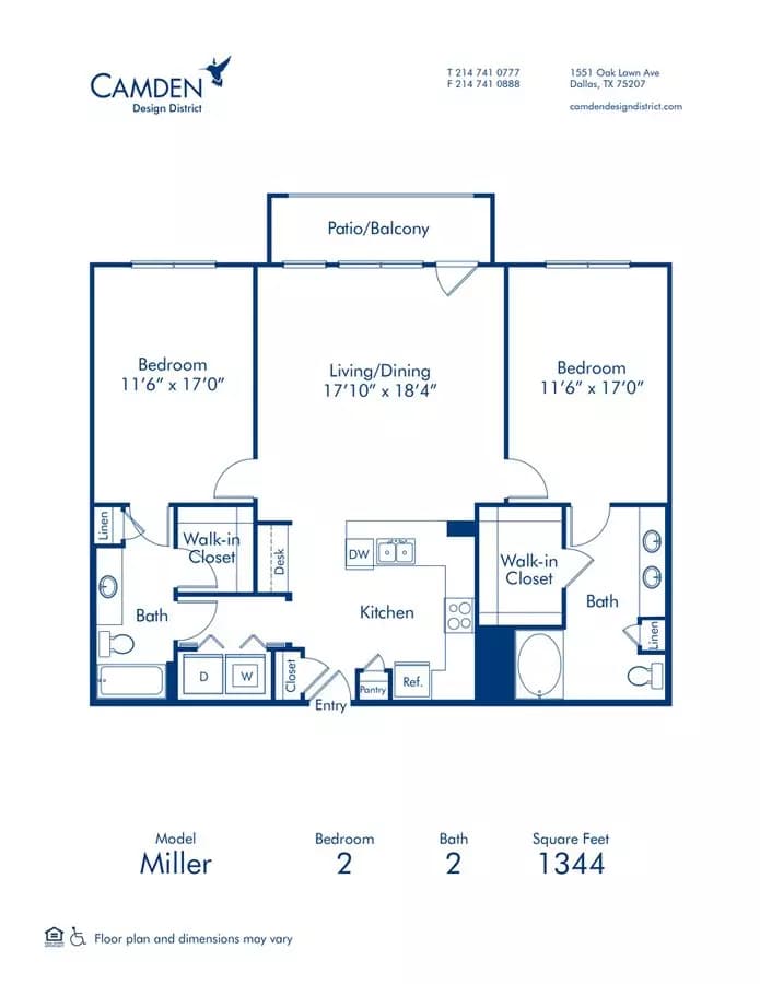 2 Beds • 2 Bath 113 floor plan
