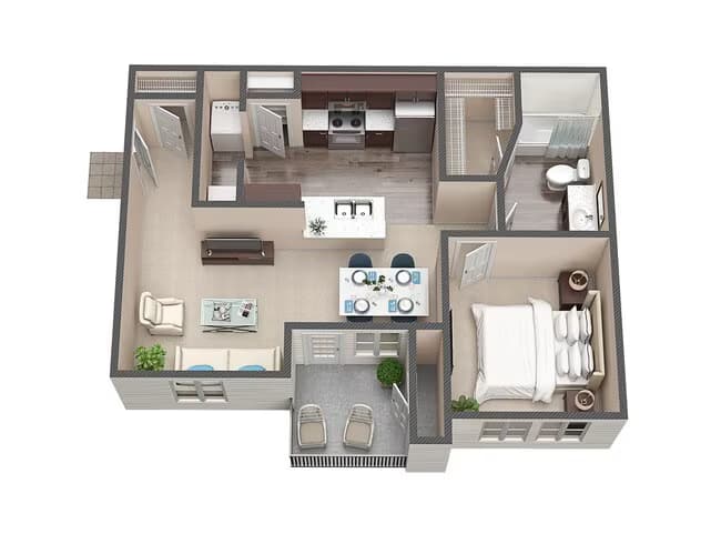 1 Bed • 1 Bath 05206 floor plan