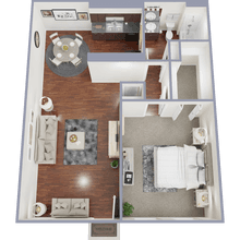 1 bed/1 bath VE-2038 floor plan
