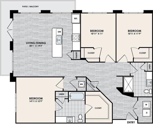 3 Beds • 2 Bath 2058 floor plan