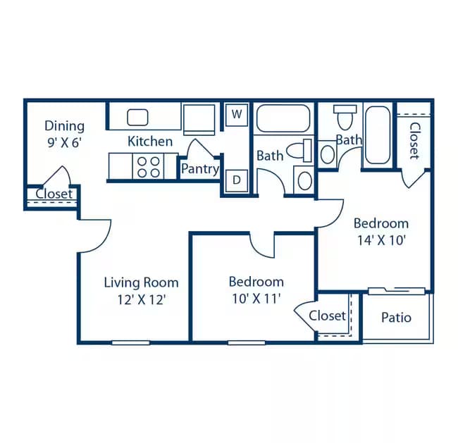 2 Beds • 2 Bath 2215 floor plan