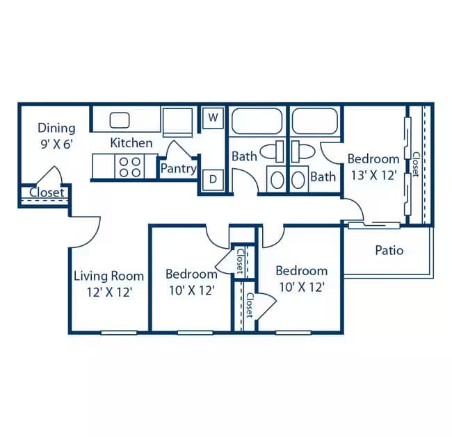 3 Beds • 2 Bath 1702 floor plan