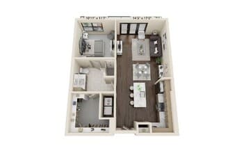 1 bedroom 1 bath 408 floor plan
