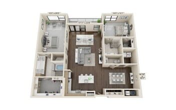 2 bedroom 2.5 bath 707 floor plan