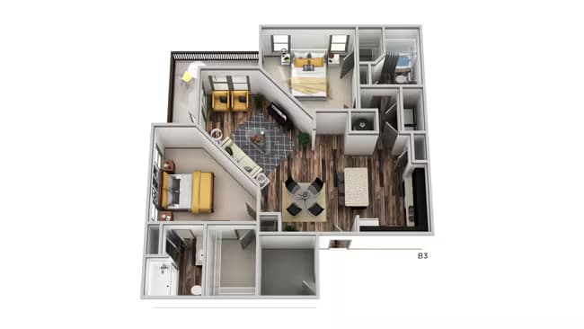 B3 - Two Bedroom, Two Bathroom 08-8305 floor plan