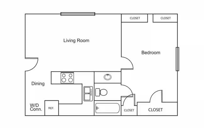 1 Bedroom / 1 Bath PD 2001 floor plan